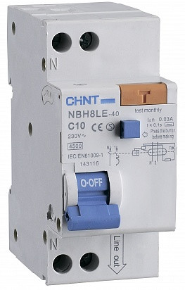 Диф. авт. выкл. NBH8LE-40 1P+N 25A 30mA х-ка С 4.5kA (R)(CHINT)
