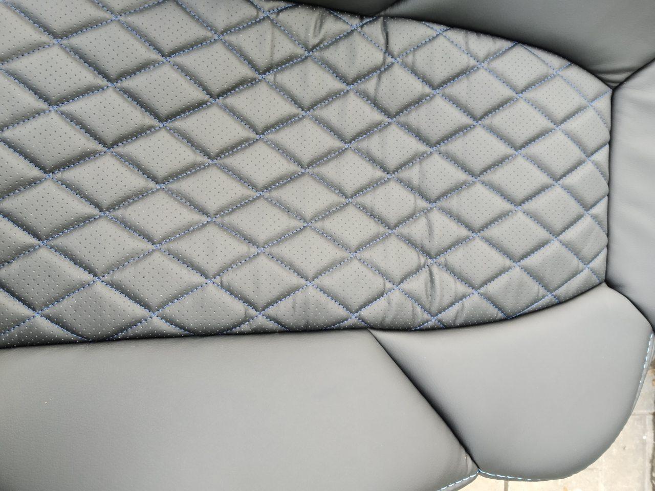 Чехлы на сидения Dinas Drive черные, РОМБ, синяя нить - фото 2 - id-p166419217