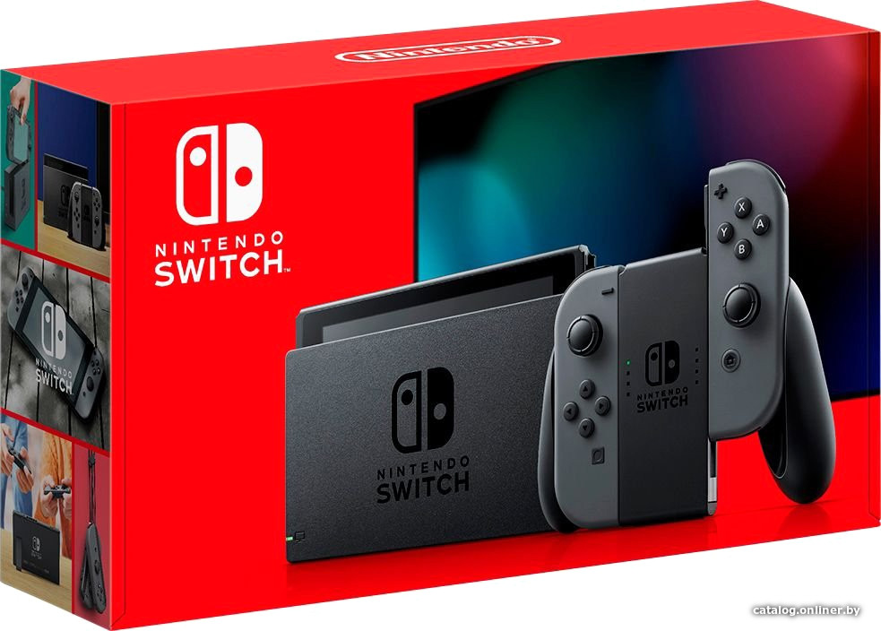 Игровая приставка Nintendo Switch 2019 (с серыми Joy-Con) - фото 1 - id-p166421621