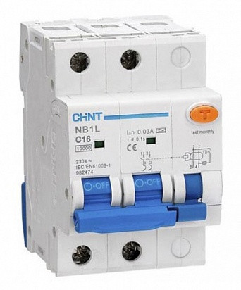 Диф. авт. выкл. NB1L 1P+N B6 30mA тип AC 10kA (36mm) (R)(CHINT)