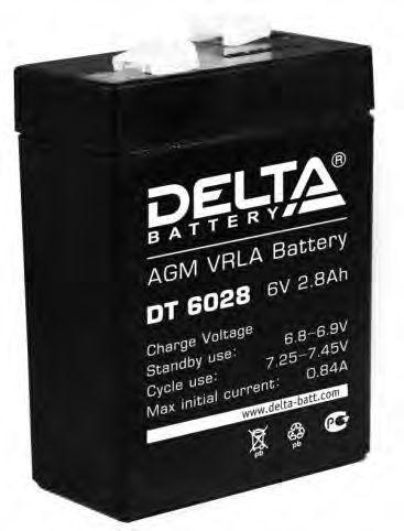 Аккумулятор DELTA DT6028 6В 2.8 Ач (герметизированная свинцово-кислотная аккумуляторная батарея 6V, 2.8Ah)