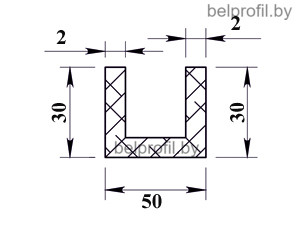 Алюминиевый швеллер 30х50х30х2 (2,0 м) - фото 2 - id-p166432175
