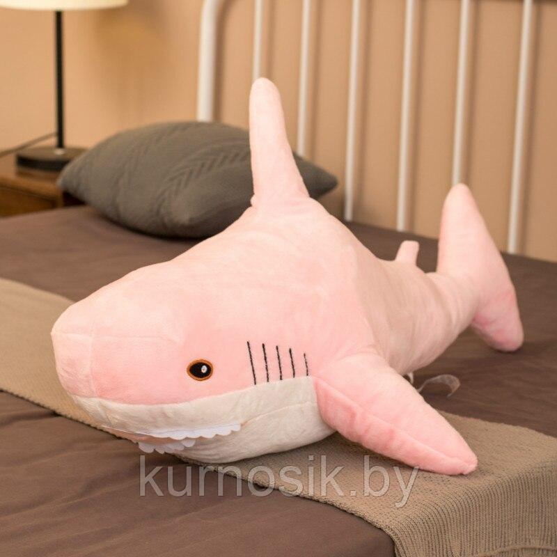 Акула мягкая игрушка плюшевая большая 60 см розовая