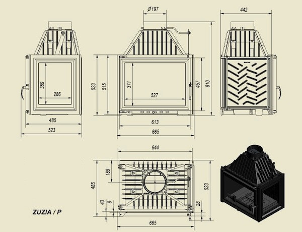 Каминная топка Kratki Zuzia P - фото 2 - id-p166443069