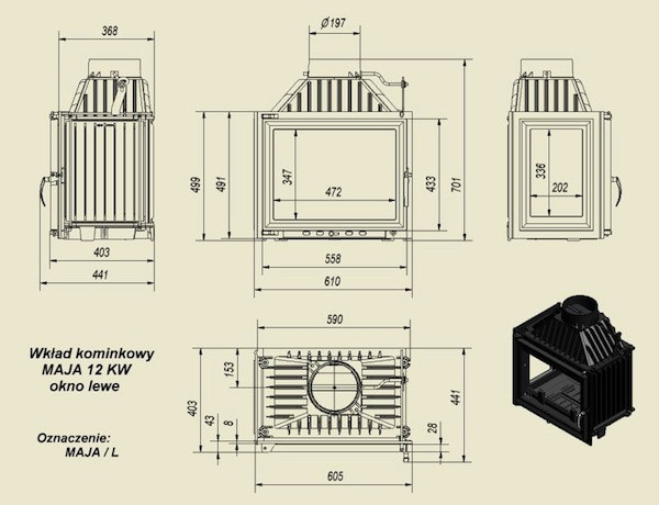 Каминная топка Kratki Maja L - фото 2 - id-p166444362