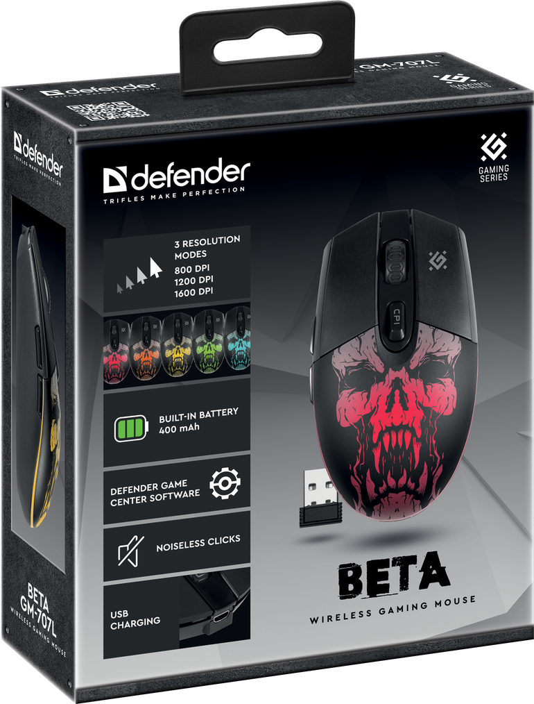 Мышь беспроводная игровая Defender Beta GM-707L 6D, 400 mAh, 1600dpi 52707 - фото 4 - id-p166305918