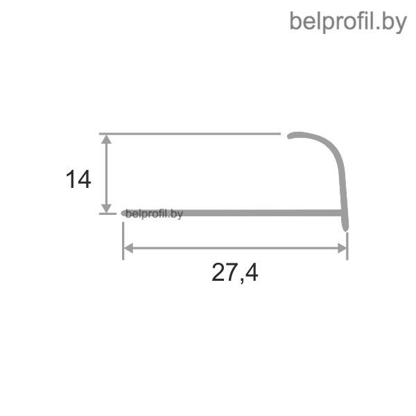 Полукруглый угол для плитки 14 мм, цвет матовое серебро, анод., 270 см - фото 3 - id-p166470216