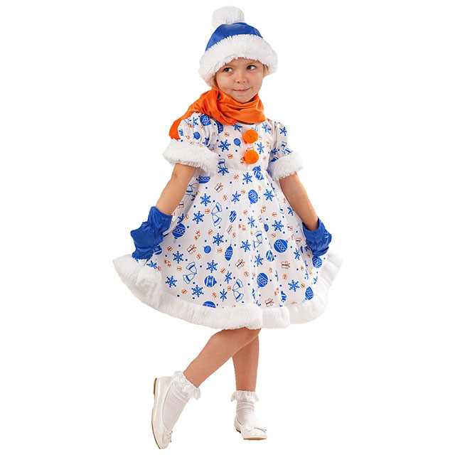 Карнавальный костюм Снеговик Снежана 1025 к-18 / Пуговка - фото 1 - id-p166476100