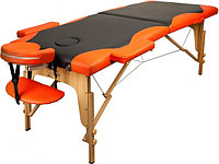 Массажный стол 2-с деревянный черно-оранжевый+сумка в подарок