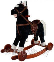 Лошадь-качалка Pituso FANDANGO музыкальная с колесами (арт.GS2033W) черная - фото 1 - id-p166490800