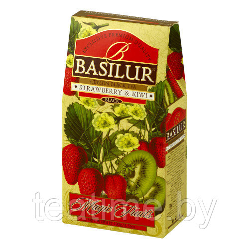 Чай "Basilur" "Magic fruits" карт. 100г.*12, strawberry& kiwi чёрн. (Волш. фрукты клубн. и киви)