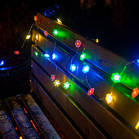 Гирлянда уличная ЧУДЕСНЫЙ САД GRG-N330 "Снежинки" св/диодная 30 LED 4 цвета 3 метра, фото 1