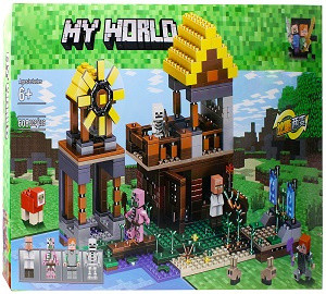 Детский конструктор  Minecraft 61031 "Домик фермера с мельницей", 608 деталей, Аналог Лего Майнкрафт 21154