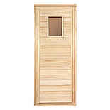 Дверь деревянная для бани 1700х700мм  со стеклом, фото 3