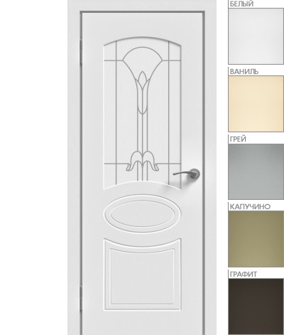 Межкомнатная дверь "ЭМАЛЬ" ПО-02 (Цвет - Белый; Ваниль; Грэй; Капучино; Графит) - фото 1 - id-p166521796