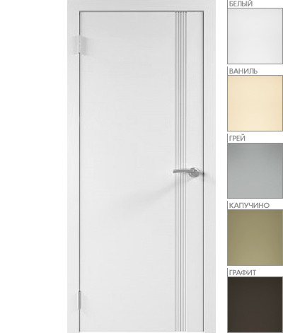Межкомнатная дверь "ЭМАЛЬ" ПГ-23 (Цвет - Белый; Ваниль; Грэй; Капучино; Графит)