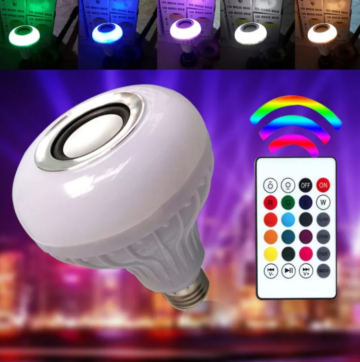 Музыкальная мульти RGB лампа колонка Led Music Bulb с пультом управления - фото 3 - id-p166523555