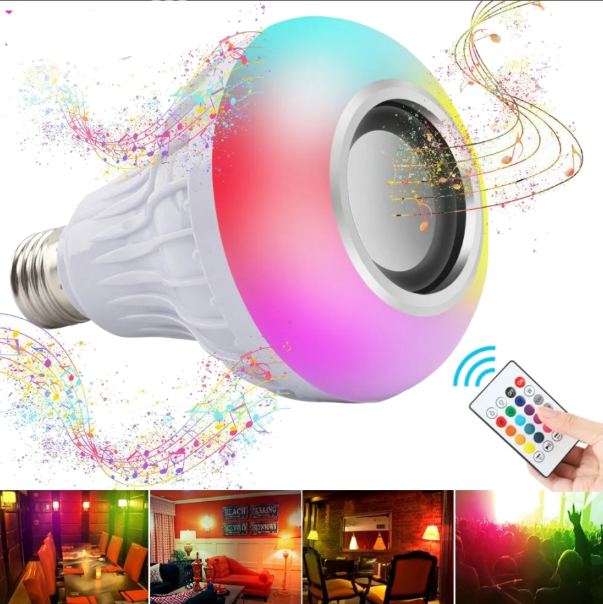 Музыкальная мульти RGB лампа колонка Led Music Bulb с пультом управления - фото 8 - id-p166523555