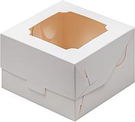 Коробка для бенто-торта с окном Белая, 120х120х h80 мм