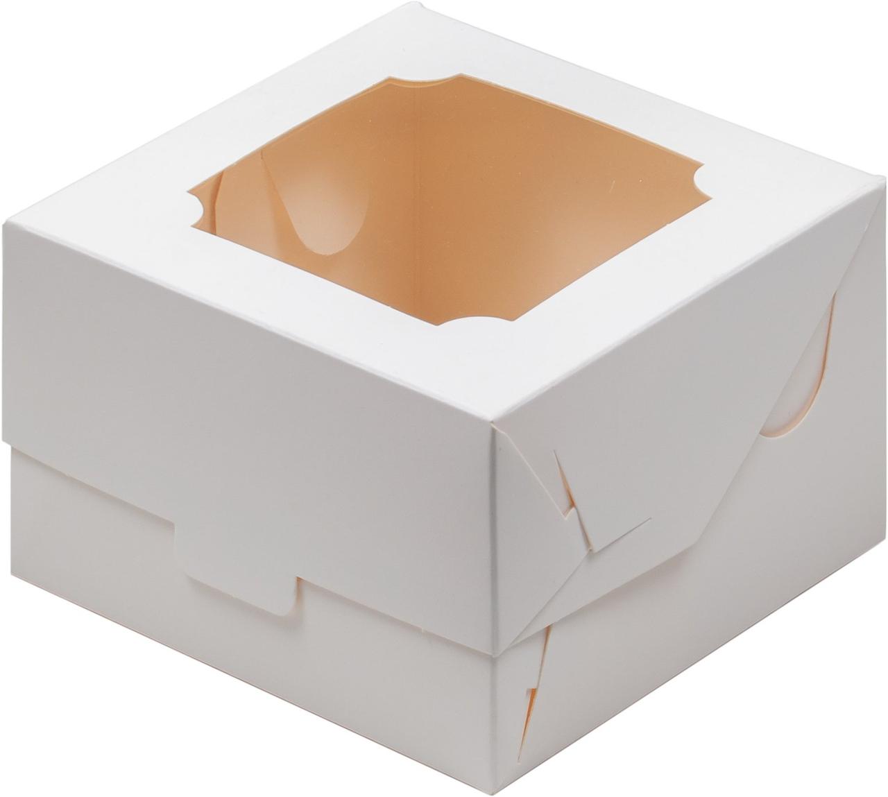 Коробка для бенто-торта с окном Белая, 120х120х h80 мм - фото 1 - id-p166527430