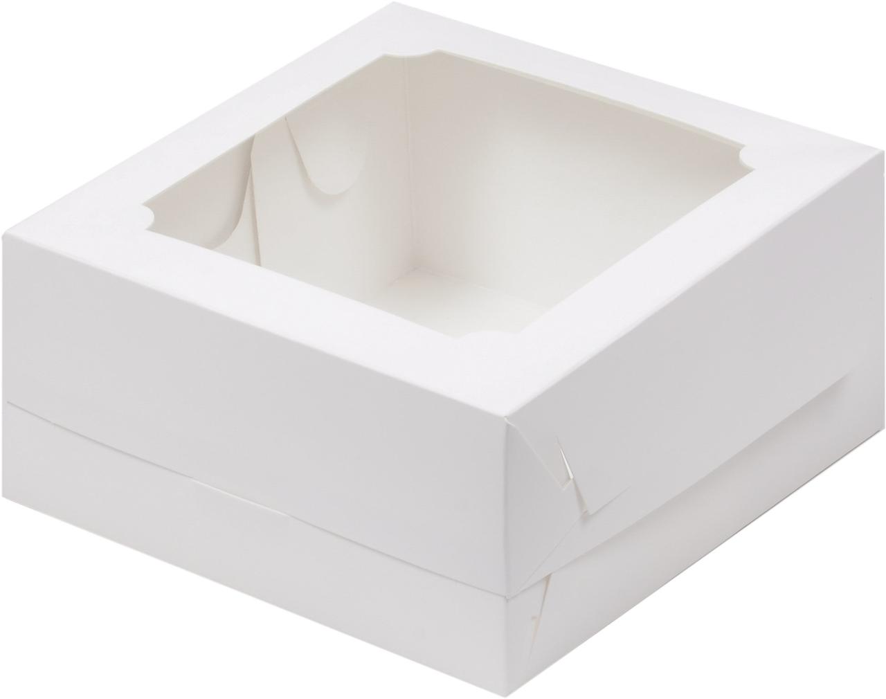 Коробка для бенто-торта с окном Белая, 160х160х h80 мм - фото 1 - id-p166527588