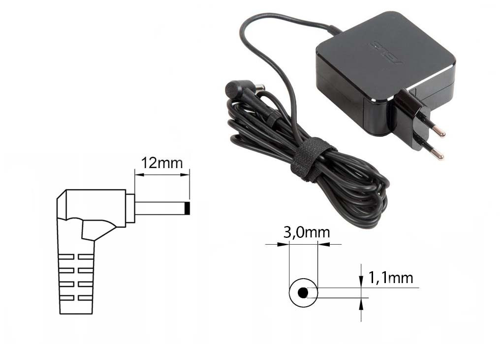 Оригинальная зарядка (блок питания) для ноутбука Asus N45W-01, 40JW24K03EW, ADP-45AW/AA, 45W штекер 3.0x1.1 мм