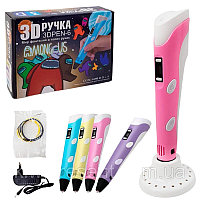 3D ручка Myriwell-6 AMONG US с ТРАФАРЕТАМИ, 3D PEN-6 с LCD-дисплеем для детского творчества, разные цвета