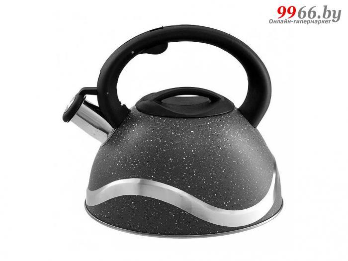 Чайник со свистком из нержавейки металлический Webber BE-0573 черный 3л индукционный - фото 1 - id-p165475629