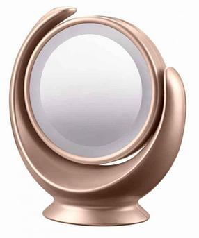 Зеркало с подсветкой настольное MARTA MT-2360 круглое косметическое двухстороннее для макияжа розовое