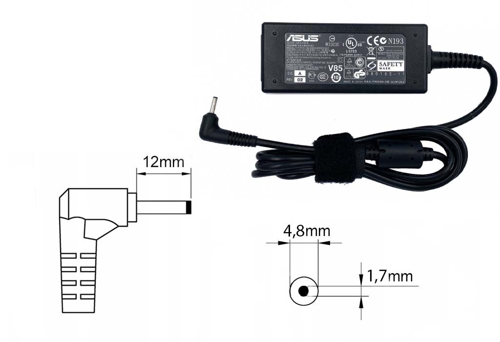 Оригинальная зарядка (блок питания) для ноутбука Asus ADP-36EH, EXA0801XA, 36W, штекер 4.8x1.7 мм - фото 1 - id-p127126974