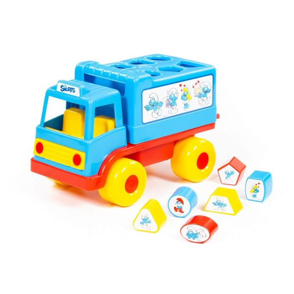 Детская игрушка-сортер Логический грузовичок "Смурфики" с 6 кубиками №1 арт. 64370 Полесье - фото 1 - id-p166554768