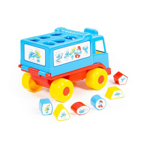 Детская игрушка-сортер Логический грузовичок "Смурфики" с 6 кубиками №1 арт. 64370 Полесье - фото 4 - id-p166554768