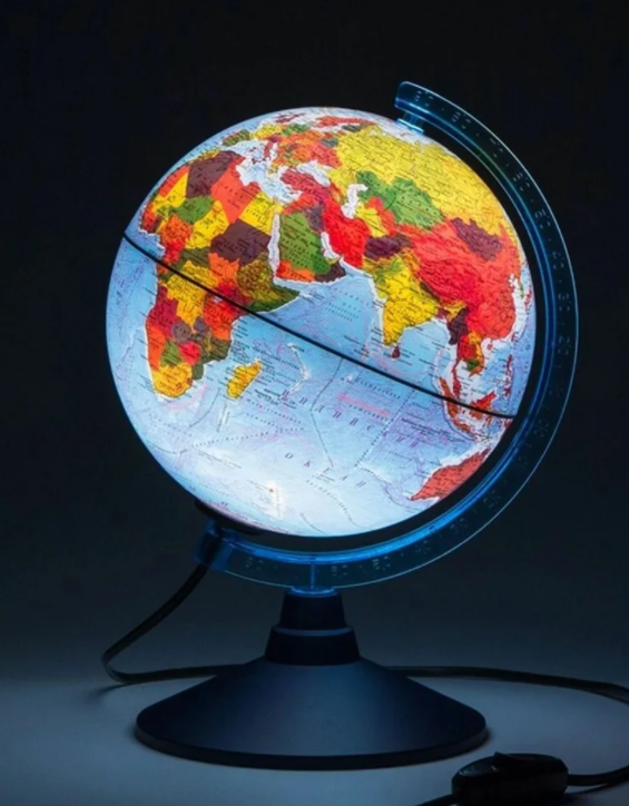Глобус с подсветкой политический диаметр 21 см на круглой подставке с подсветкой. - фото 2 - id-p148842784