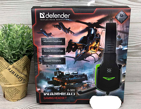 Гарнитура Defender Warhead G-320 black+green, фото 2