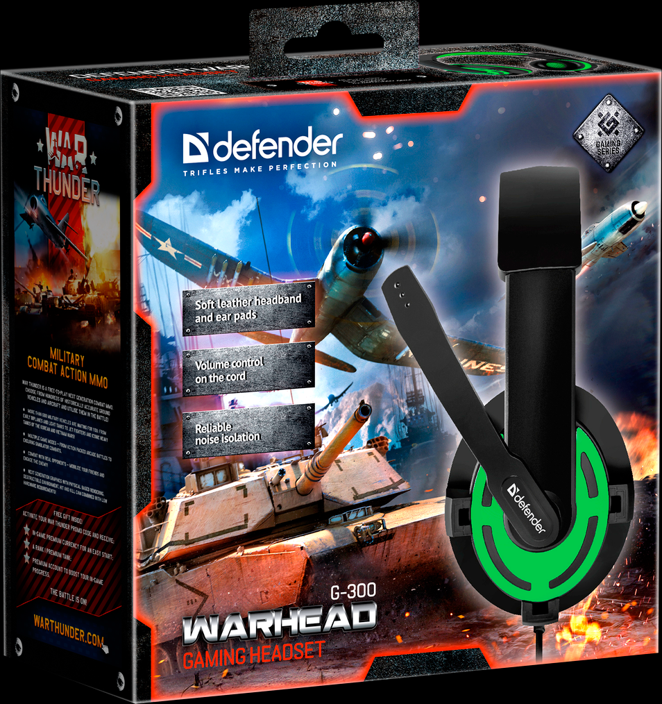 Игровая гарнитура Defender Warhead G-300 зеленый, кабель 2,5 м - фото 5 - id-p166567674
