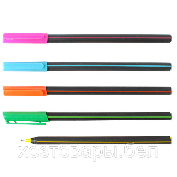 Ручка шариковая синяя "Darvish" корпус черный с цветными полосами ассорти - фото 1 - id-p166328624