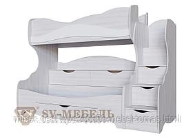 Кровать двухъярусная SV-МЕБЕЛЬ ясень анкор светлый/белый матовый 0,8 х 2,0