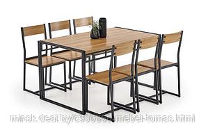 Комплект столовой мебели Halmar BOLIVAR (стол + 6 стульев, дуб золотой/черный)