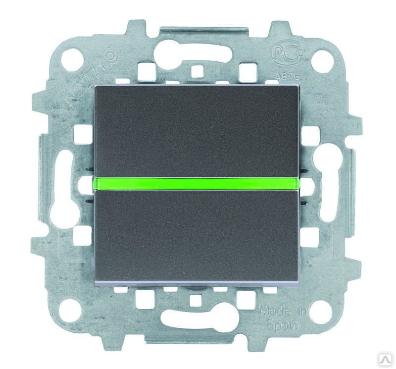 Выключатель однокл. крестовой 2модуля, антрацит - фото 1 - id-p166600639