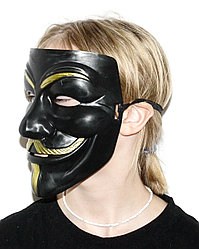 Маска карнавальная "Анонимус" (Гай Фокс) черная с золотом