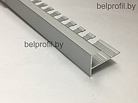F-образный профиль для плитки и ступеней 12 мм, цвет серебро МАТОВОЕ 270 см, фото 1