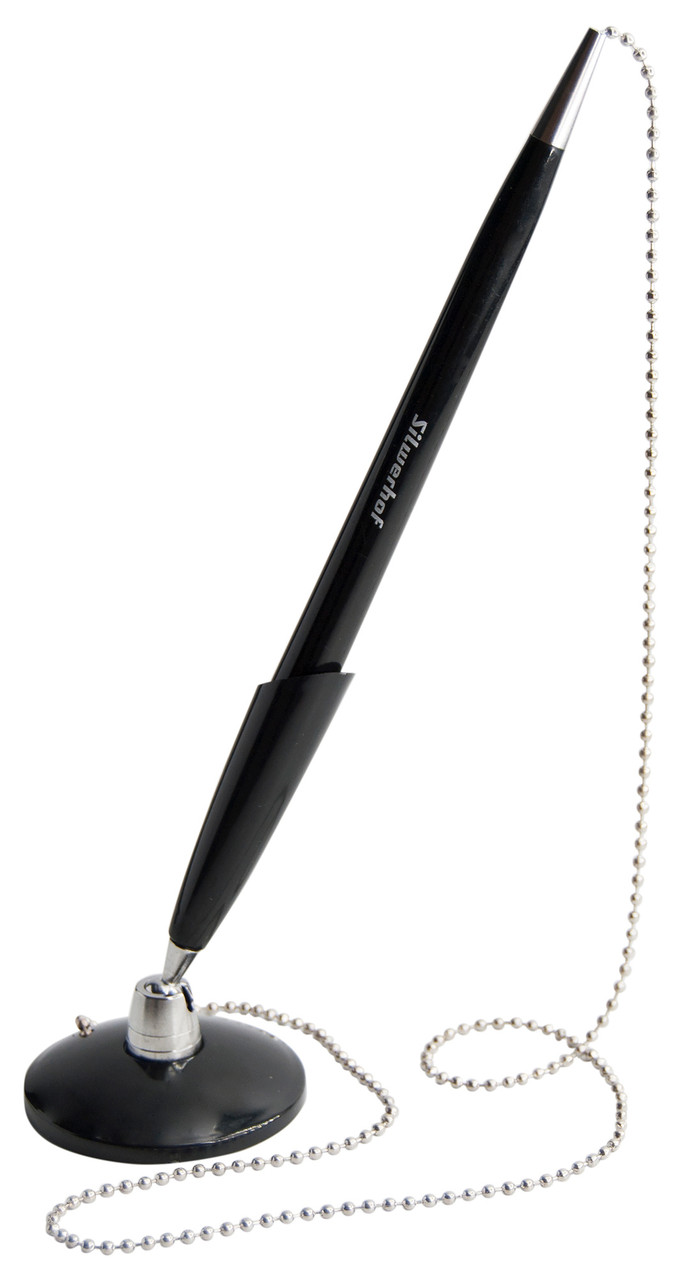 Ручка настольная Silwerhof Stand с мет.подставкой на липучке, рег. угол наклона, мет. цепочка, черный корпус, - фото 1 - id-p166610527