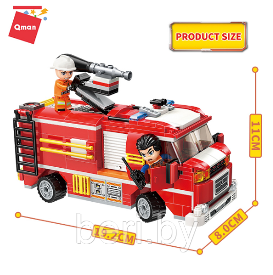 12012 Конструктор Qman "Пожарная служба", аналог Лего LEGO, 370 деталей, вода - фото 3 - id-p166634977