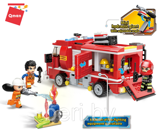 12012 Конструктор Qman "Пожарная служба", аналог Лего LEGO, 370 деталей, вода - фото 4 - id-p166634977