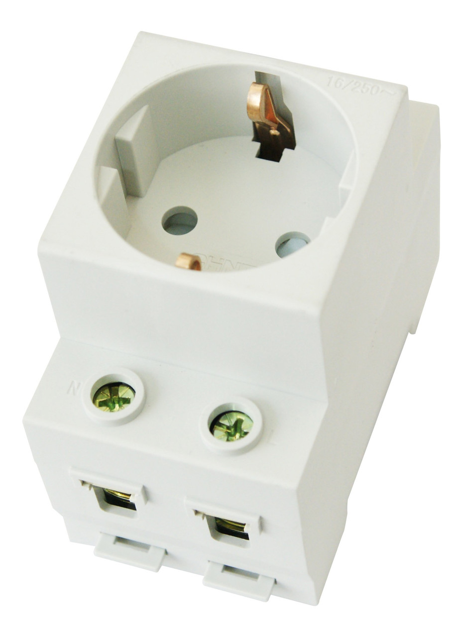 Розетка AC30-111 с заземляющим контактом на DIN-рейку (R)(CHINT)