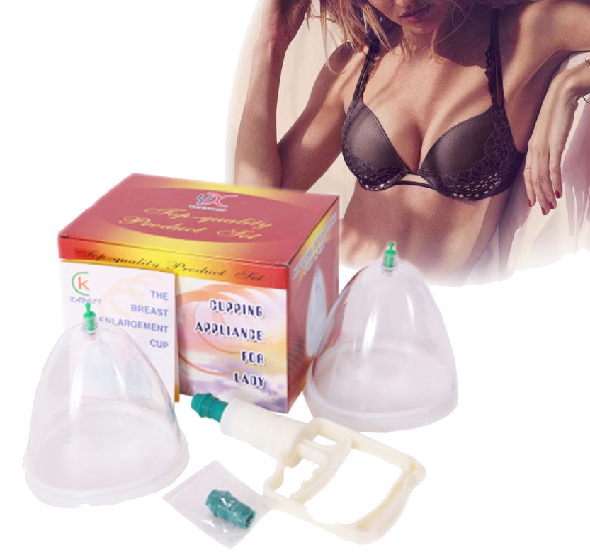 Женские массажные вакуумные банки для груди с насосом в комплекте - фото 2 - id-p166638544