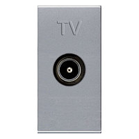 Розетка TV с накладкой 1 модуль, серебро