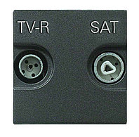 Розетка TV-R/SAT с накладкой 2 модуля, антрацит