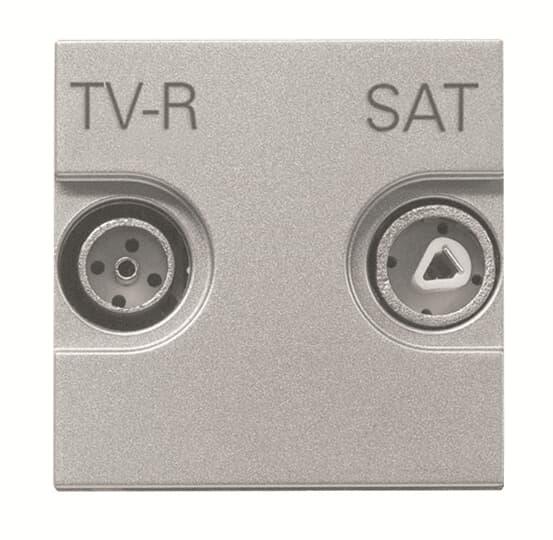 Розетка TV-R/SAT с накладкой 2 модуля, серебро - фото 1 - id-p166639039
