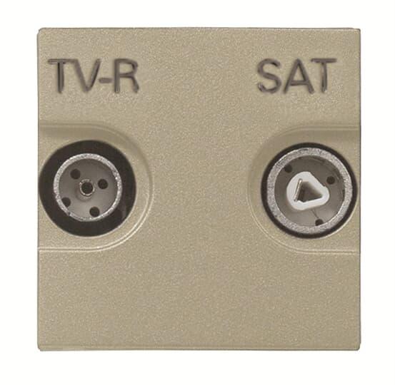 Розетка TV-R/SAT с накладкой 2 модуля, шампань - фото 1 - id-p166639256
